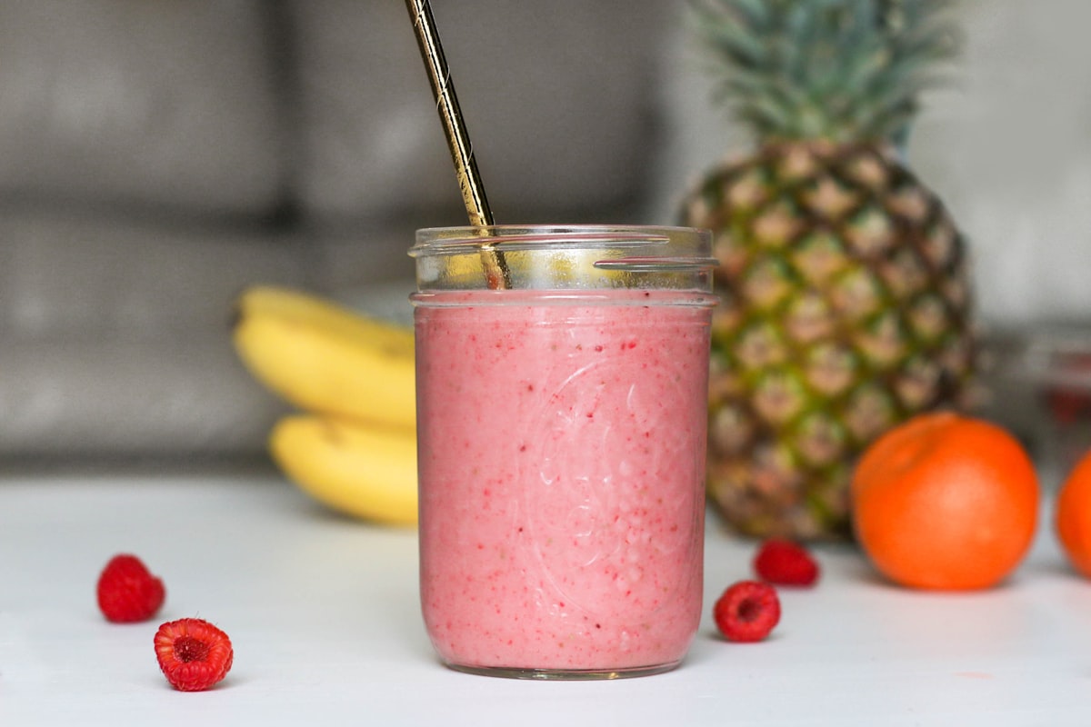 Overnight oats with layers of yogurt and fresh berries